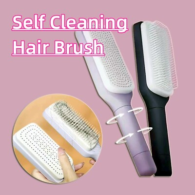 #ad 4 In 1 Self Cleaning Hair Brush New Self Cleaning Anti Static Massage Comb Scala $23.00