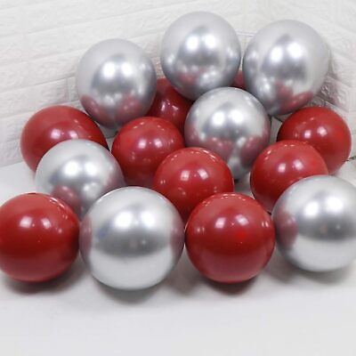 #ad Double Stuffed Ruby Red And Metallic Chrome Silver Balloons Mixed For Valentin $18.99