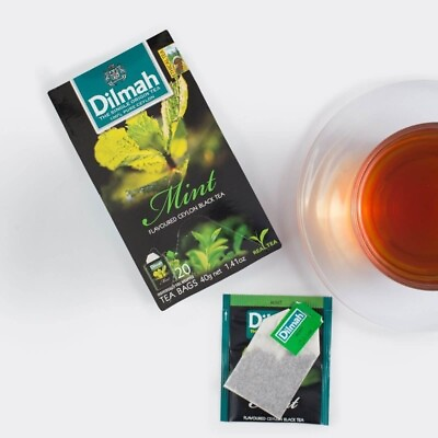 #ad Black Ceylon Tea 20 DILMAH ceylon Tea Mint Flavoured Tea Bags $2.99