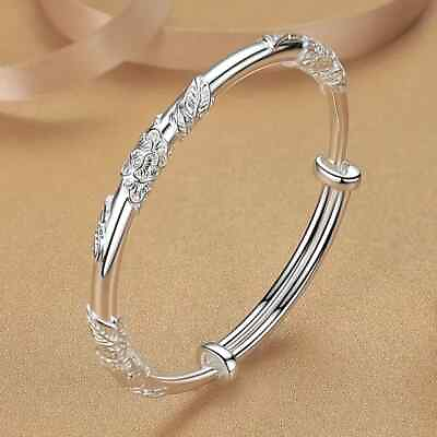 #ad 925 Sterling Silver New Fashion Jewelry Charms Wristband Bracelet Bangle Cuff $15.74