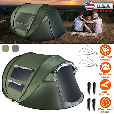 #ad Pop Up Camping Hiking Tent 5 8 Persons Waterproof Automatic Outdoor Instant Tent $67.59