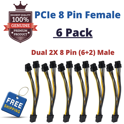 GPU VGA PCIe 8 Pin Female to Dual 2X 8 Pin 62 Male Y Splitter Extension Cable $30.99