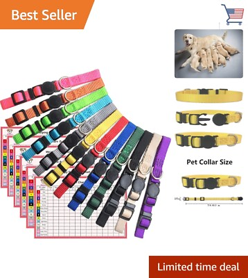 #ad Puppy ID Collar Adjustable Breakaway Safety 12pcs Set Identification Washable $13.99