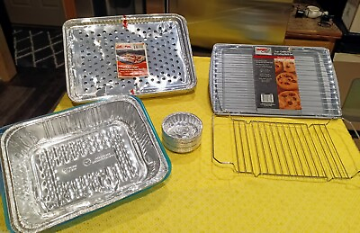 #ad 58 pc. Set Family Chef Cookie Pan Grill Sheets Mini Round Pans Metal Rack $21.99