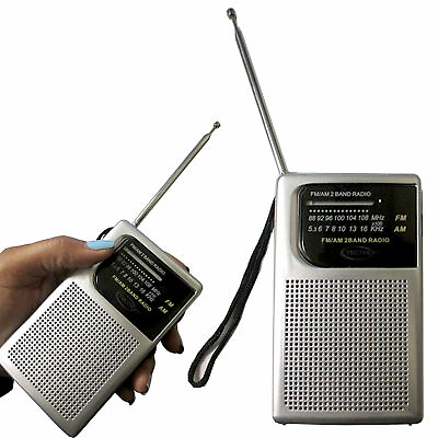 #ad AM FM Portable Pocket Radio Battery Operated Mini Radio Antenna Receiver Speaker $15.16
