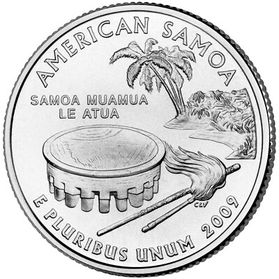 #ad 2009 P American Samoa Territory State Quarter. Uncirculated From US Mint roll. $2.59