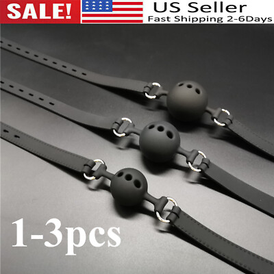 #ad Silicone Open Mouth Ball Gag Bondage Restraints Breathable Harness Strap BDSM $10.59