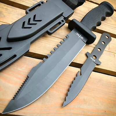#ad 12.5quot; TACTICAL SURVIVAL Hunting FIXED BLADE Army Bowie w Throwing Knife NEW $13.25