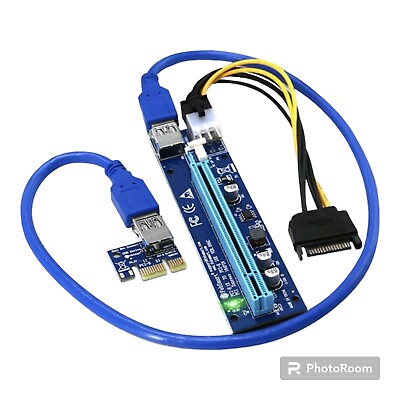 FebSmart PCI E Riser VER006C GPU Riser Blue 2 Piece PCIE X1 to PCIE X16 Riser $11.95