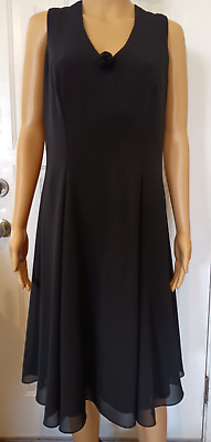 #ad #ad Black Women#x27;s Elegant Dress Black Rose Zippered Back Silky Cocktail Party $26.50