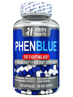 #ad PHENBLUE Fat Fighting Diet pills Energy 120 Blue White Capsules $29.97