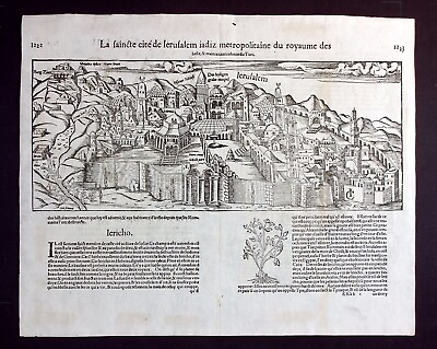 #ad JERUSALEM ISRAEL original antique view map Cosmographia MUNSTER c.1560 GBP 400.00