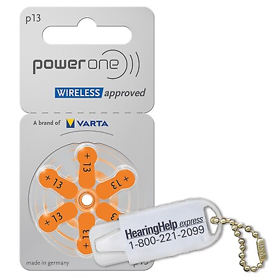 #ad 120 Power One Size 13 p13 Hearing Aid Batteries Free Battery Keychain Holder $35.02