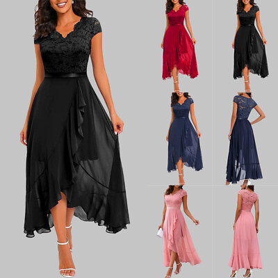 #ad Women Lace Floral Chiffon Evening Dress Prom Cocktail Party Bridesmaid Wedding $30.29