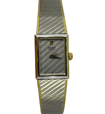 #ad Vintage SEIKO 1E20 5109 Quartz Watch Women#x27;s Two Tone Rectangular Bracelet $79.99