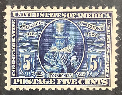 #ad US Stamp Scott #330 5c 1907 Jamestown Expo Issue VF XF M NH. Gorgeous specimen. $280.00