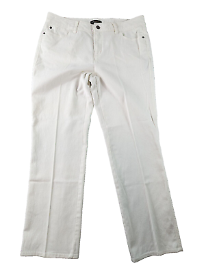 #ad Dana Buchman Womens White Denim Jeans Size 12 Straight Leg Stretch Mid Rise $15.00