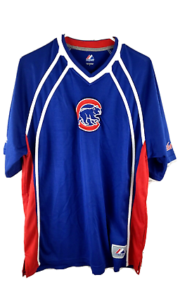 #ad Chicago Cubs Majestic Cool Pullover Jersey Shirt Size Size Large Red White Blue $29.25