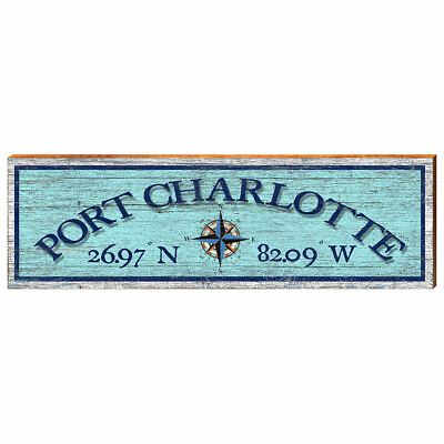 #ad Port CharlotteFL Home Decor Art Printed On Real Wood 30quot; x 9 1 4quot; ENG1 NAM2M 19 $69.95