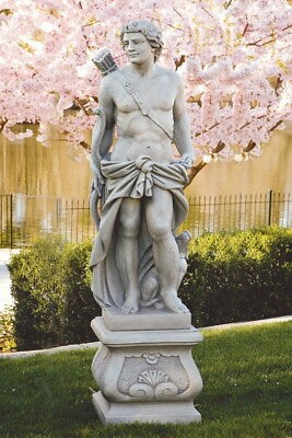 #ad 60quot; Apollo The Hunter Outdoor Garden Statue With 20quot; Fancy Square Pedestal $2350.00