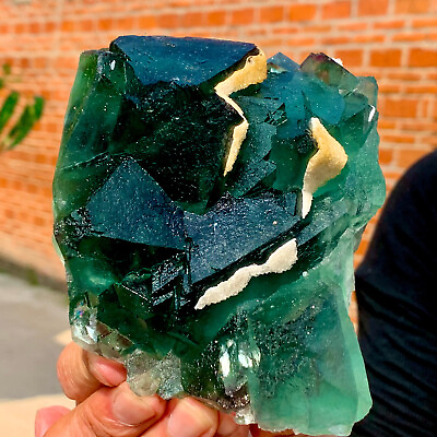 #ad 2.16LB Rare Transparent Green Cube Fluorite Mineral Crystal Specimen $243.20