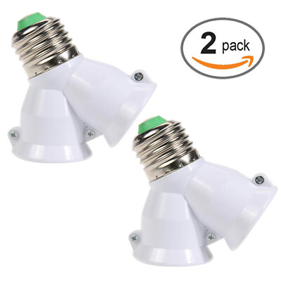 #ad 2 in 1 E27 Lamp Socket Splitter Adapter Light Double Y Bulb Base Stand Holder 2x $9.45