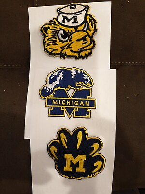 #ad 3 University Of Michigan Wolverines Embroidered Iron On Patches 3quot;X 2.75 $13.00