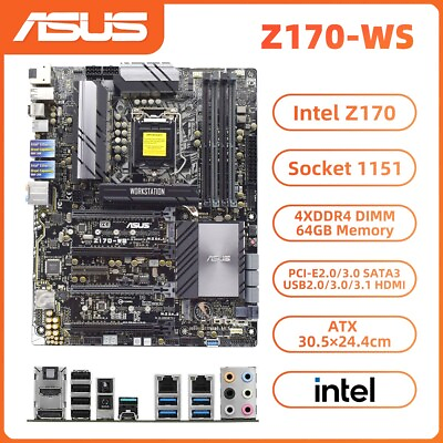 #ad #ad ASUS Z170 WS Motherboard ATX Intel Z170 LGA1151 DDR4 SATA3 HDMI SPDIF M.2 Audio $151.00