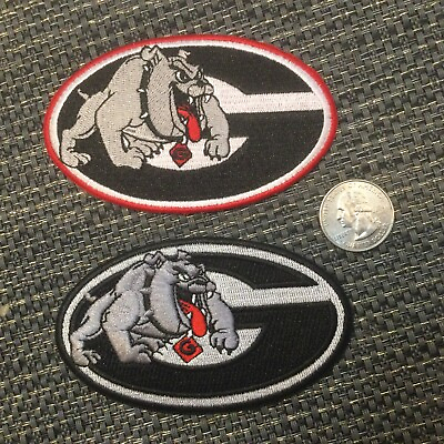 #ad 2 University of Georgia Bulldogs Vintage Embroidered Iron On Patches Patch Lot $8.99