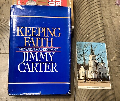 #ad Jimmy Carter Signed Book amp; Vintage Plains Church Post Card Autographed $224.00