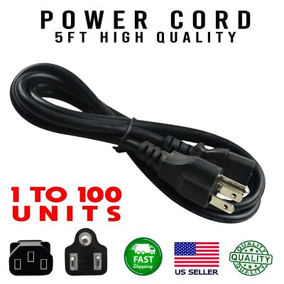 #ad Lot of 1 100 AC Power Cord Cable 3 Prong Plug 5FT Standard PC Computer Monitor $5.79