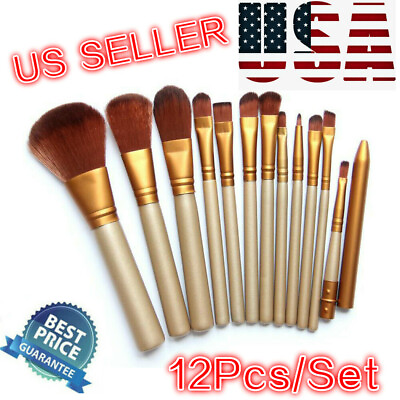 #ad 12Pcs Makeup Brushes Set Eye Shadow Eyeliner Eyebrow Kabuki Brushes Beauty Kits $7.99
