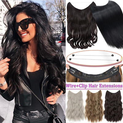 #ad Secret Hidden Wire Hair Extensions Invisible Clip In Hairpiece Real As Human US $14.60