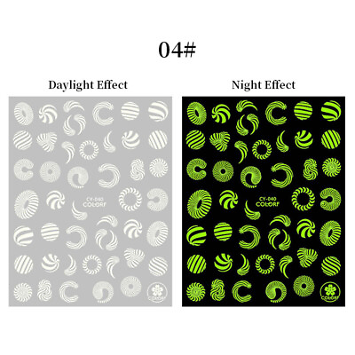 #ad 3D Nail Stickers Luminous Star Flower Nail Art Decals Manicure Decors GBP 0.99
