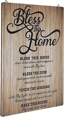 #ad House Warming Gifts Home Bless This Home Wall Decor House Blessing Plaque Far... $14.99