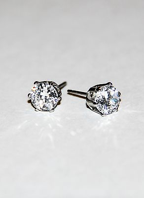 #ad Crystal Studs Earrings Fast Shipping Silver Tone Metal 6100S $8.99