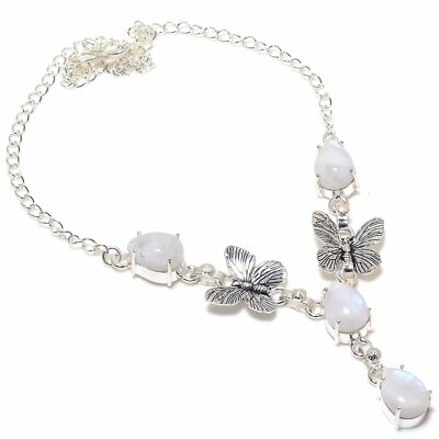 #ad Rainbow Moonstone Gemstone Handmade 925 Sterling Silver Jewelry Necklaces Sz 18 $10.44