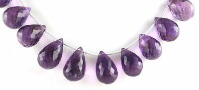 #ad 20 Pcs Strand Natural Purple Amethyst Gemstone Faceted Teardrop Shape Wholesale $43.34