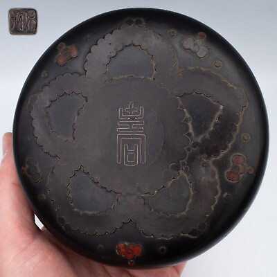 #ad Rare Antique Japanese Cloisonne on Lacquer Round Covered Box Meiji Period SIGNED GBP 130.00