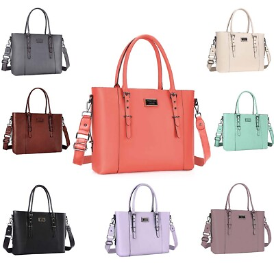 #ad Mosiso Women PU Leather Zipper Tote Bag 15 16 inch Messenger Satchel Handbag $38.94