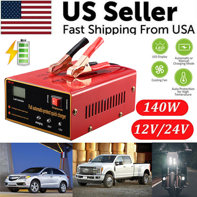 #ad Professional Maintenance Free Battery Charger 12V 24V 10A 140W For Electric Car $22.99