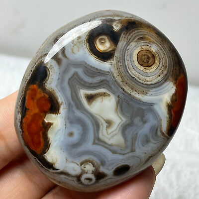 #ad TOP 79G Natural Polished Silk Banded Lace Agate Crystal Madagascar c13 $21.70