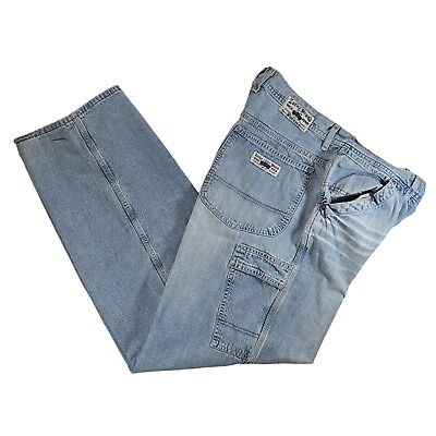 #ad VTG Lucky Brand Motorcross Pant Jeans Men 36 Gene Montesano USA Light Wash Baggy $39.09