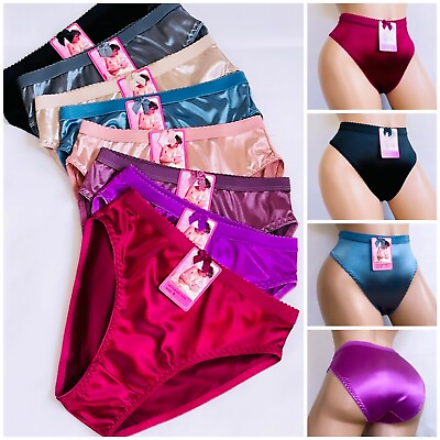 #ad Women#x27;s Briefs 3 6 12 Bikini High cut Panties Undies Satin Silky Cool Lot 3121 $12.04