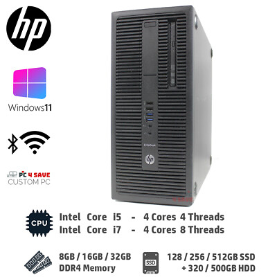 #ad HP i5 i7 Windows 11 Custom Desktop DDR4 32GB 512GB SSD HDMI WiFi BT 800 G2 MT $109.90