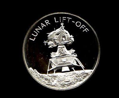 #ad APOLLO 13 SPACE FLOWN TO MOON MATERIAL LARGE SILVER COIN Lunar Lift Off $89.00
