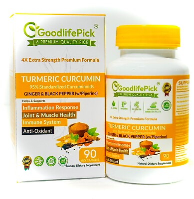 #ad Powerful Turmeric Curcumin with 95% Curcumid Ginger amp; Black Pepper 90ct.Natural $18.97