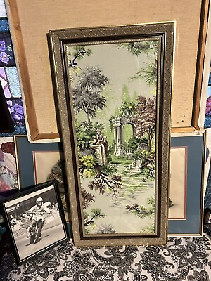 #ad Framed Barkcloth Roman Creco Style Print Very Nice Part Of Big Art Collection $89.99