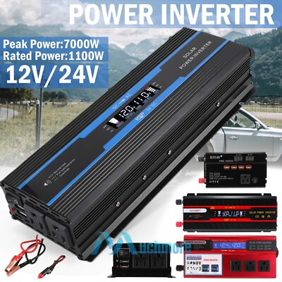 #ad Car Power Inverter 5000W 6000W 7000W Watt 12V DC to 110V AC Solar Power Inverter $59.83