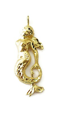 #ad 14K Yellow Gold Mermaid Charm Necklace Pendant 4.0 g $385.99